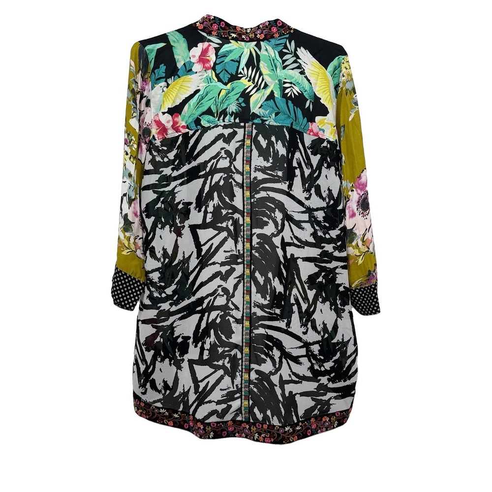 John Mark NWT Kimono Cardigan S/M Embroidered Floral Parrots Boho Floral - Picture 6 of 6